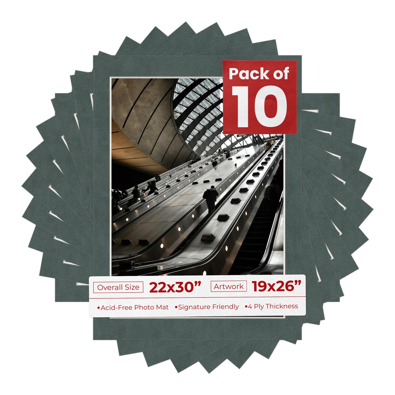 Dark Grey Suede Mat Board for 22x30 Frames - Fits 19x26 Photos